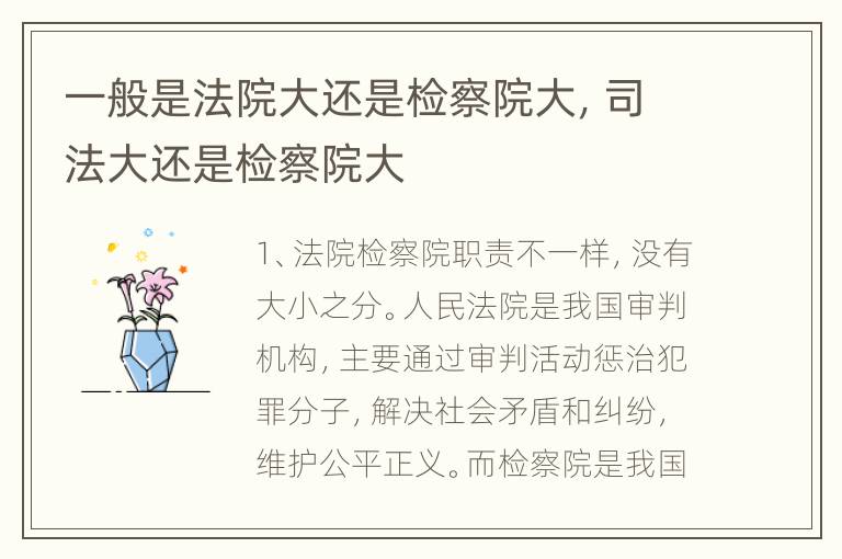 一般是法院大还是检察院大，司法大还是检察院大