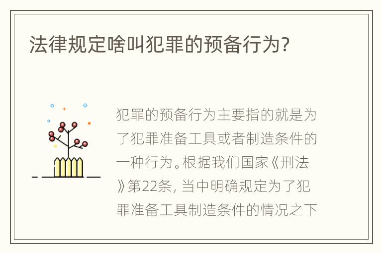 法律规定啥叫犯罪的预备行为？