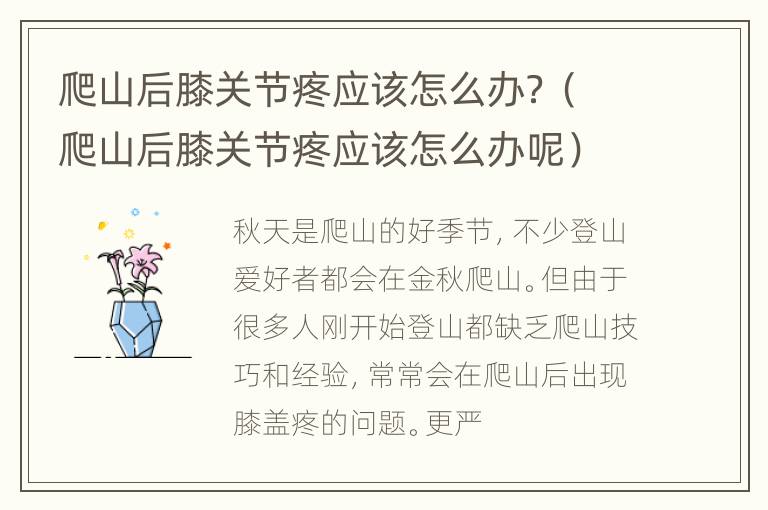 爬山后膝关节疼应该怎么办？（爬山后膝关节疼应该怎么办呢）