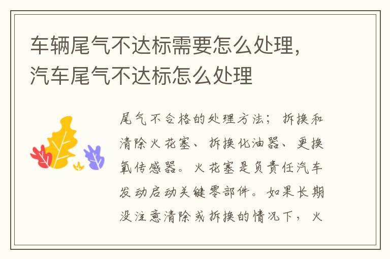 车辆尾气不达标需要怎么处理，汽车尾气不达标怎么处理