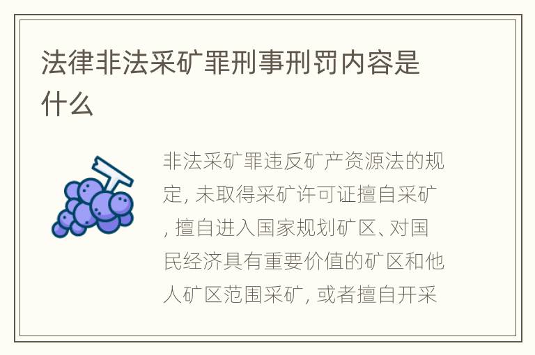 法律非法采矿罪刑事刑罚内容是什么