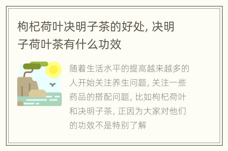 枸杞荷叶决明子茶的好处，决明子荷叶茶有什么功效