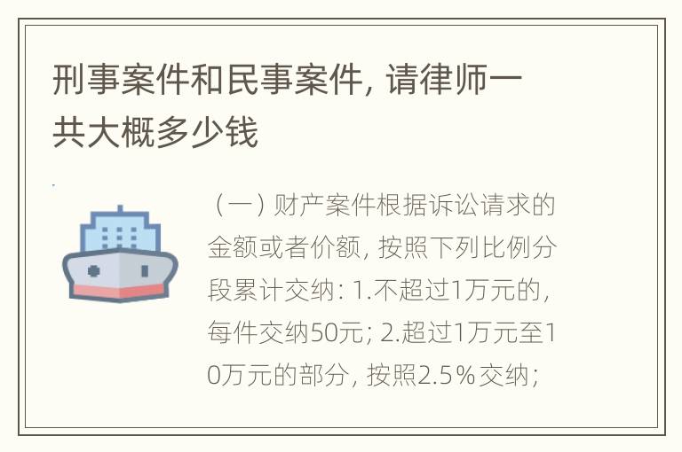 刑事案件和民事案件，请律师一共大概多少钱