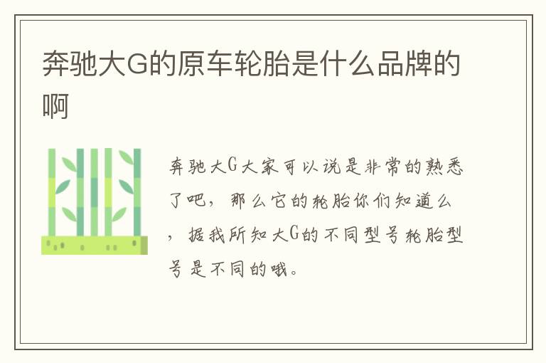 奔驰大G的原车轮胎是什么品牌的啊