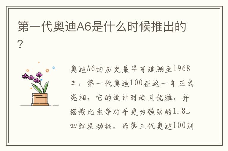 第一代奥迪A6是什么时候推出的？