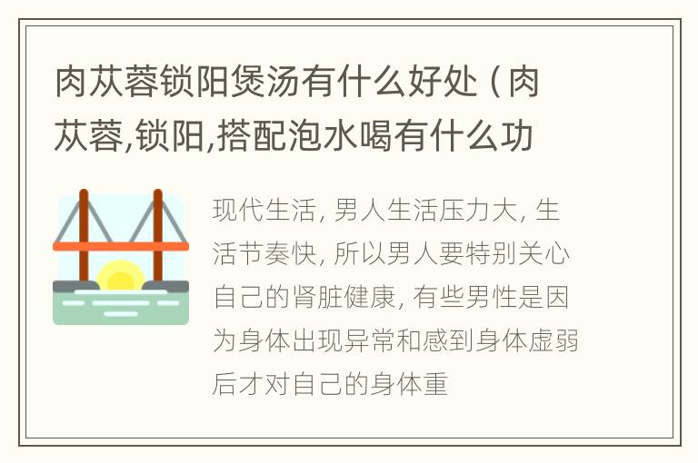 肉苁蓉锁阳煲汤有什么好处（肉苁蓉,锁阳,搭配泡水喝有什么功效）
