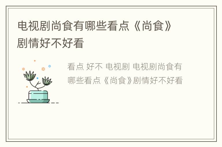 电视剧尚食有哪些看点 《尚食》剧情好不好看