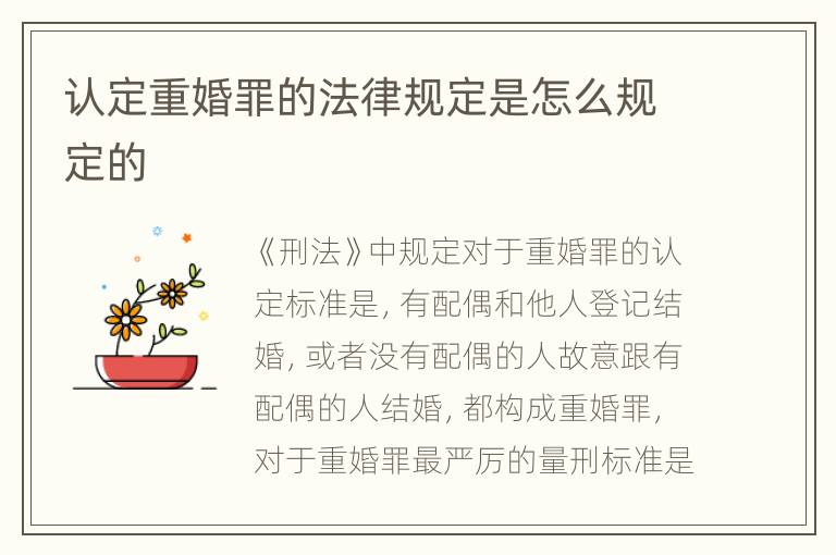 认定重婚罪的法律规定是怎么规定的