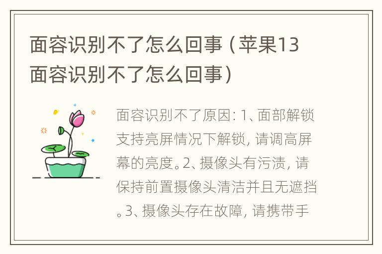 面容识别不了怎么回事（苹果13面容识别不了怎么回事）