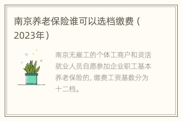 南京养老保险谁可以选档缴费（2023年）