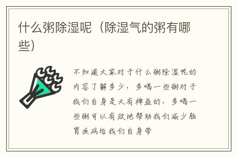 什么粥除湿呢（除湿气的粥有哪些）