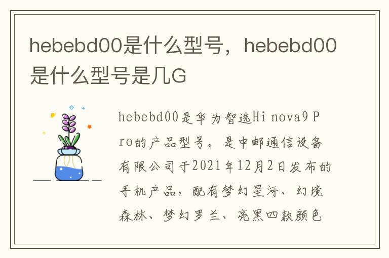 hebebd00是什么型号，hebebd00是什么型号是几G