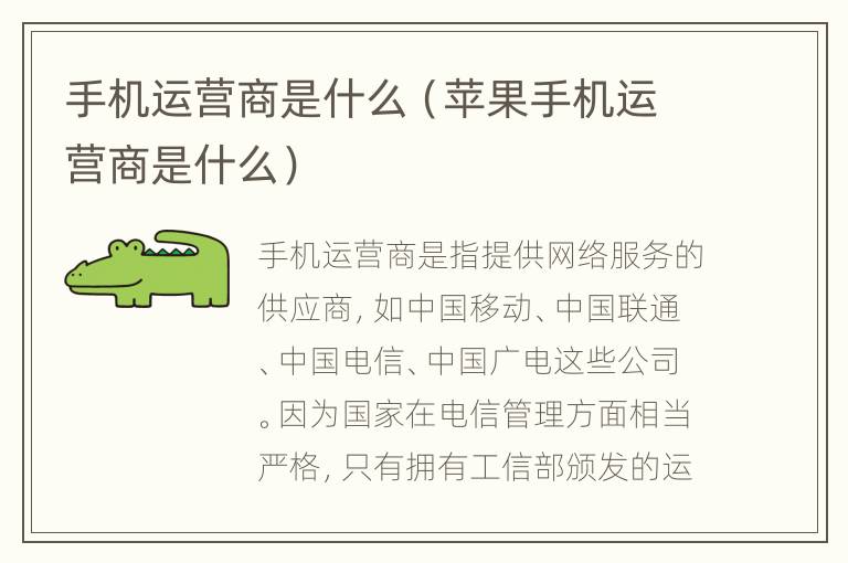 手机运营商是什么（苹果手机运营商是什么）