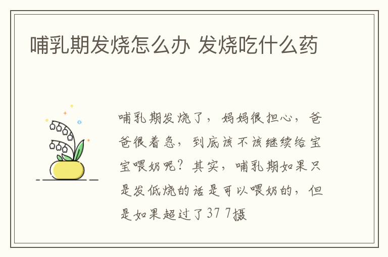 哺乳期发烧怎么办 发烧吃什么药