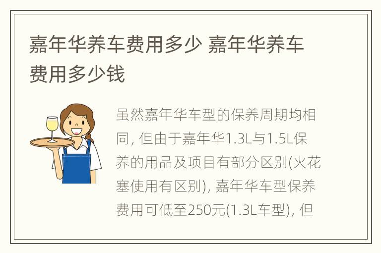 嘉年华养车费用多少 嘉年华养车费用多少钱