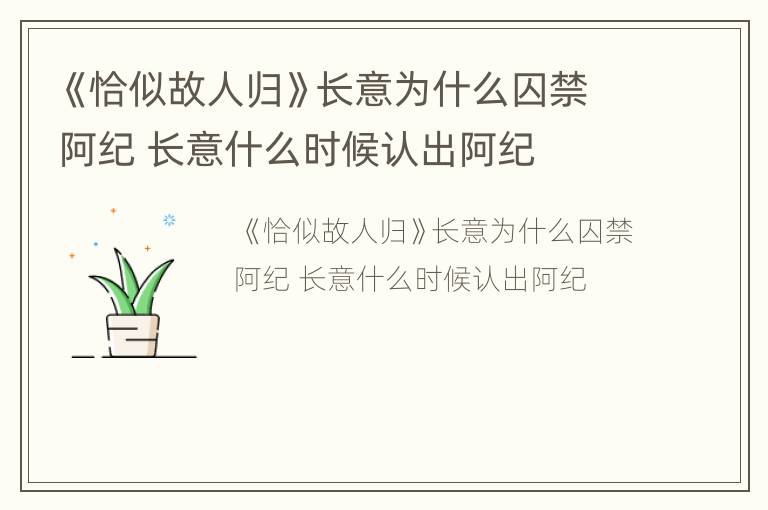 《恰似故人归》长意为什么囚禁阿纪 长意什么时候认出阿纪