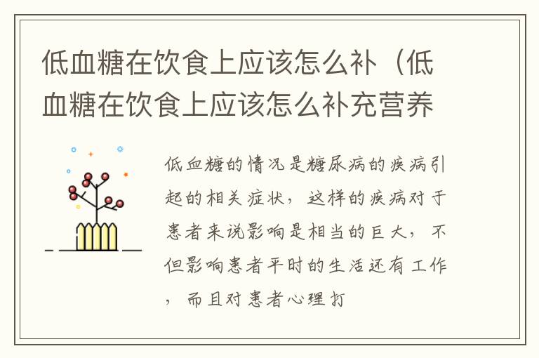 低血糖在饮食上应该怎么补（低血糖在饮食上应该怎么补充营养）