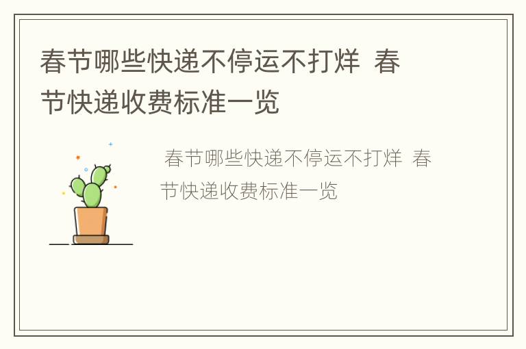 春节哪些快递不停运不打烊  春节快递收费标准一览
