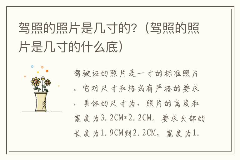 驾照的照片是几寸的?（驾照的照片是几寸的什么底）