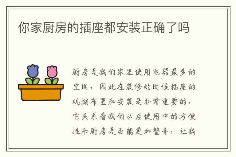 你家厨房的插座都安装正确了吗