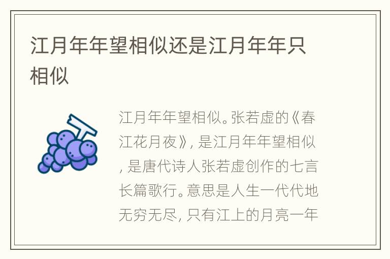 江月年年望相似还是江月年年只相似