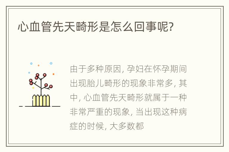 心血管先天畸形是怎么回事呢？