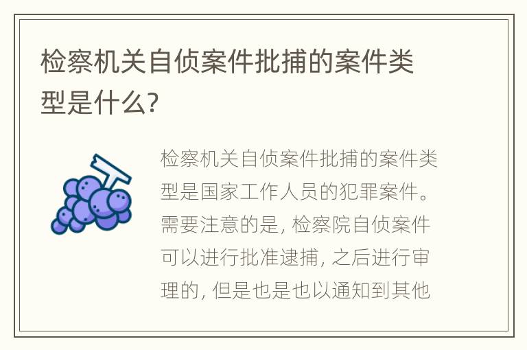 检察机关自侦案件批捕的案件类型是什么？