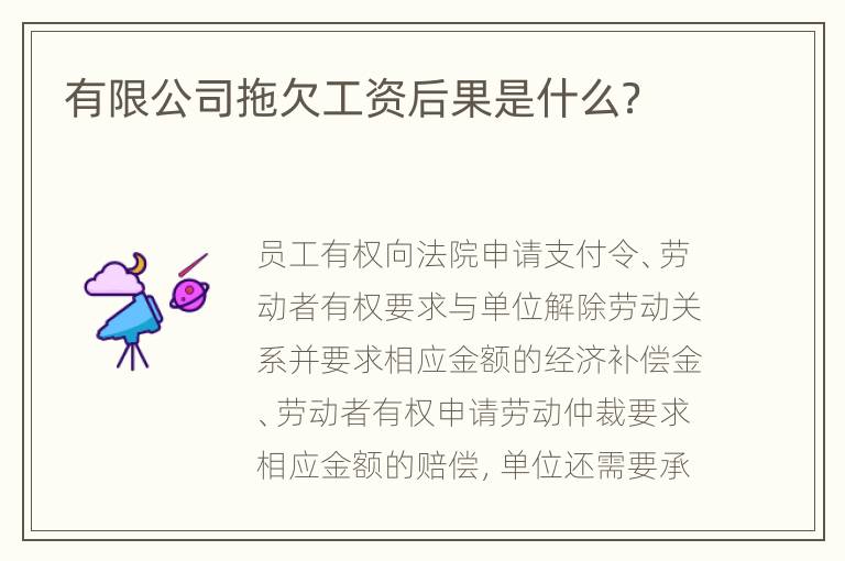 有限公司拖欠工资后果是什么？