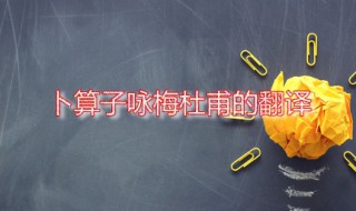 卜算子咏梅杜甫的翻译 卜算子咏梅的原文是怎样的