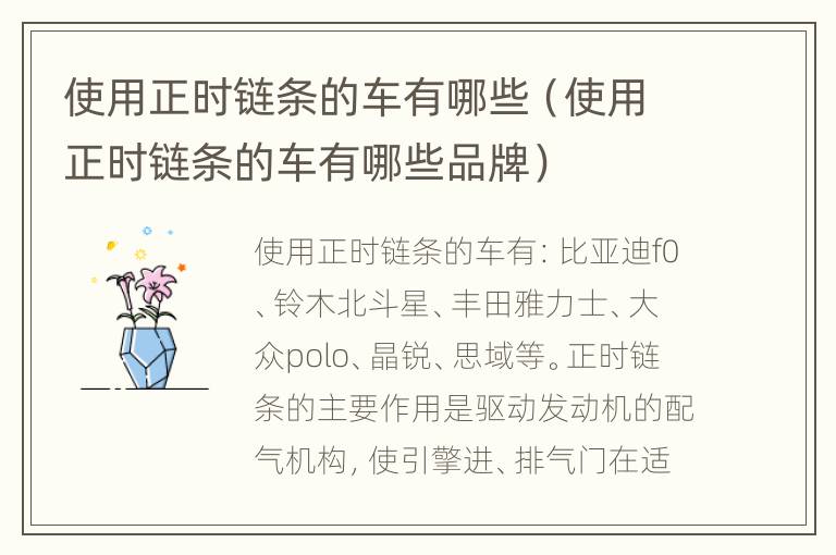 使用正时链条的车有哪些（使用正时链条的车有哪些品牌）
