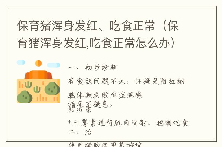 保育猪浑身发红、吃食正常（保育猪浑身发红,吃食正常怎么办）