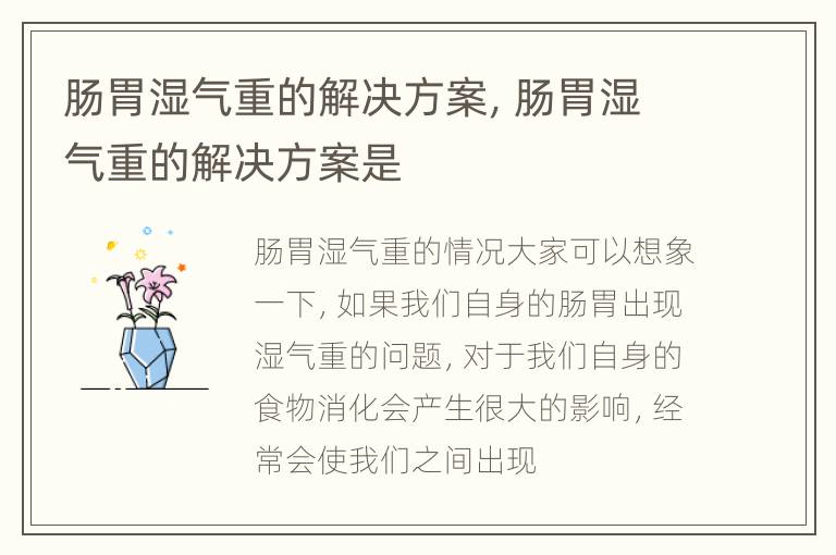 肠胃湿气重的解决方案，肠胃湿气重的解决方案是