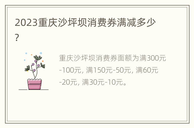 2023重庆沙坪坝消费券满减多少？