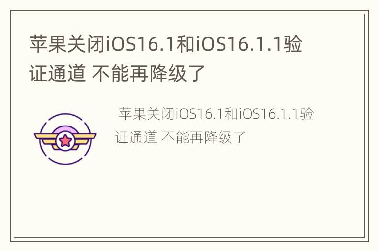 苹果关闭iOS16.1和iOS16.1.1验证通道 不能再降级了