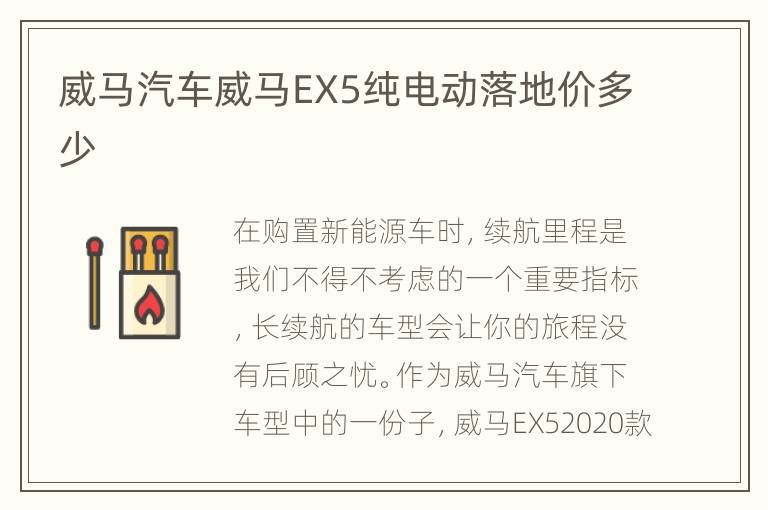 威马汽车威马EX5纯电动落地价多少