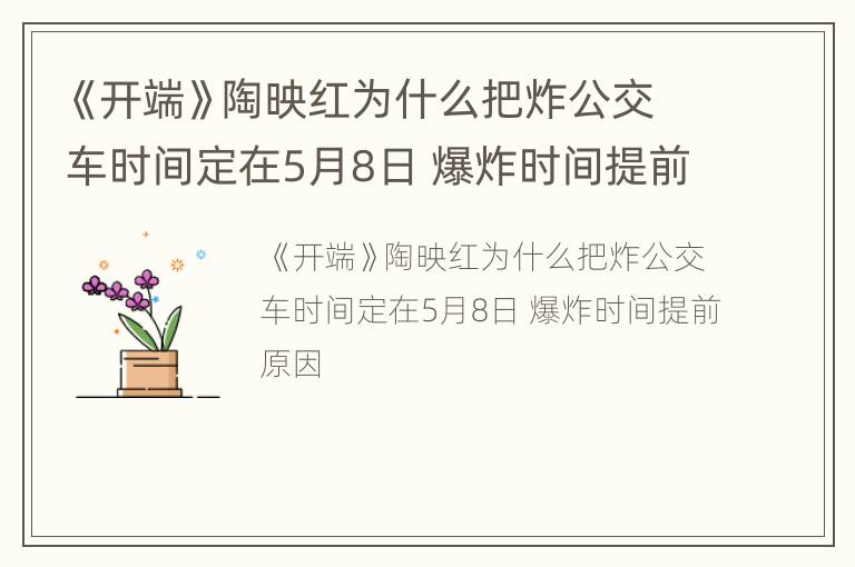 《开端》陶映红为什么把炸公交车时间定在5月8日 爆炸时间提前原因