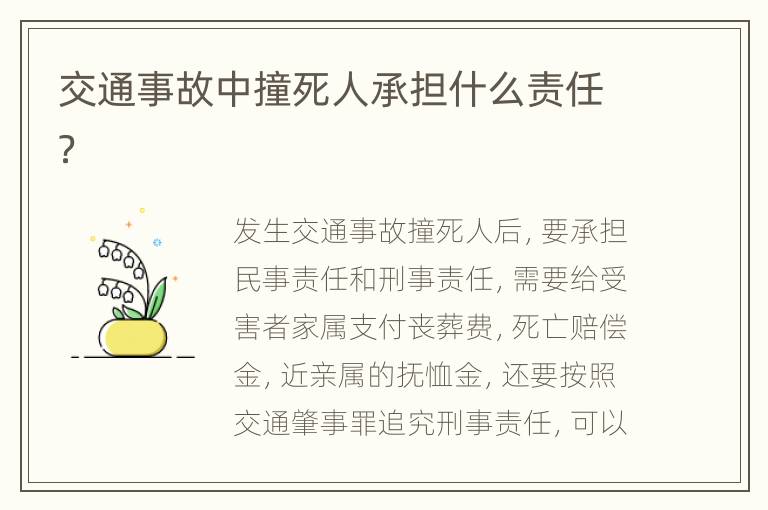 交通事故中撞死人承担什么责任？