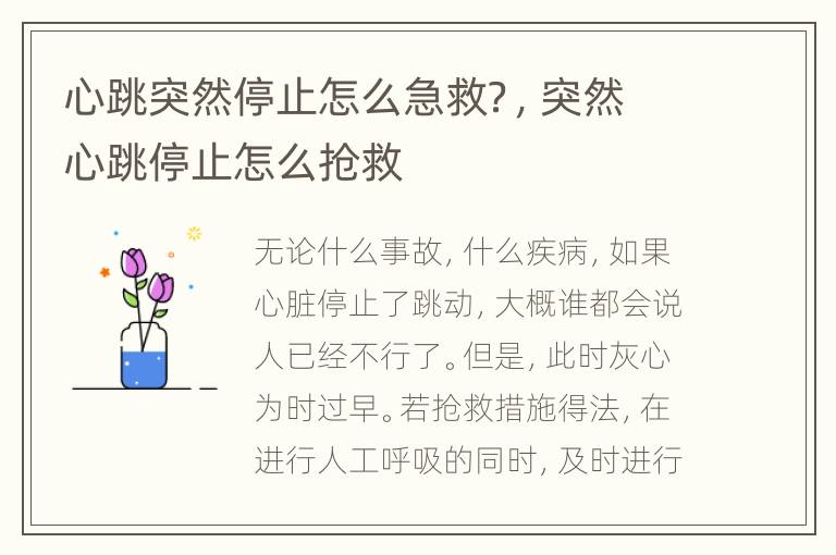 心跳突然停止怎么急救？，突然心跳停止怎么抢救