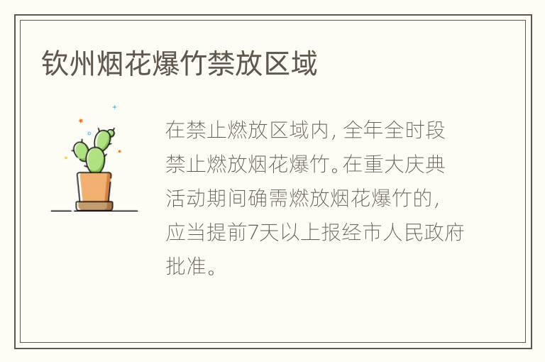 钦州烟花爆竹禁放区域