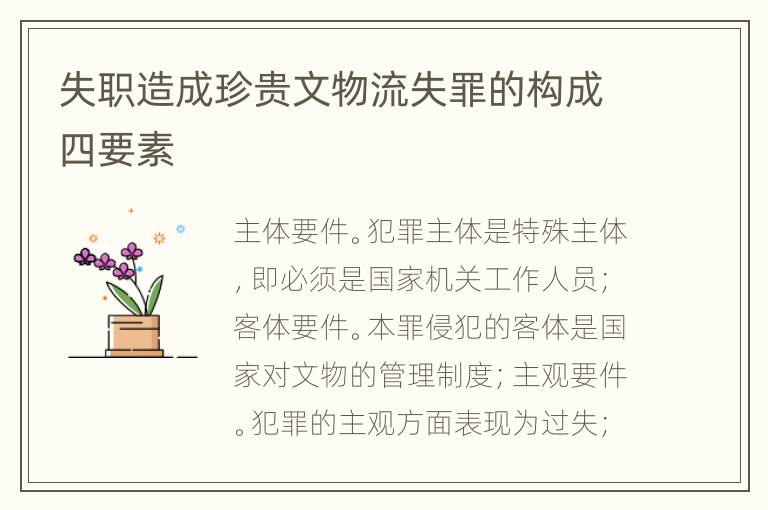 失职造成珍贵文物流失罪的构成四要素
