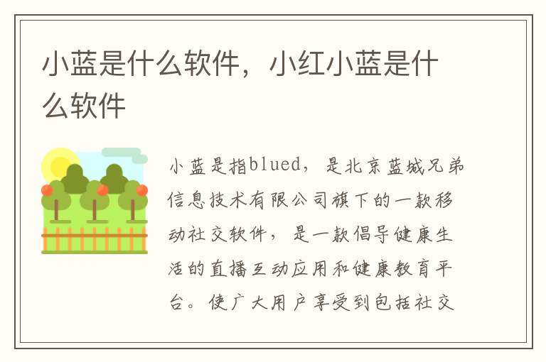 小蓝是什么软件，小红小蓝是什么软件