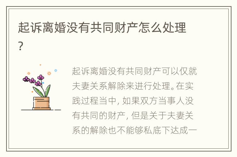 起诉离婚没有共同财产怎么处理？