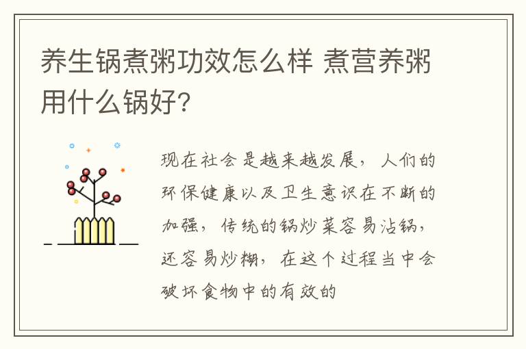 养生锅煮粥功效怎么样 煮营养粥用什么锅好?