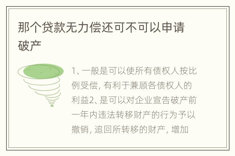 那个贷款无力偿还可不可以申请破产