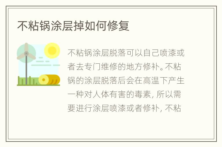 不粘锅涂层掉如何修复