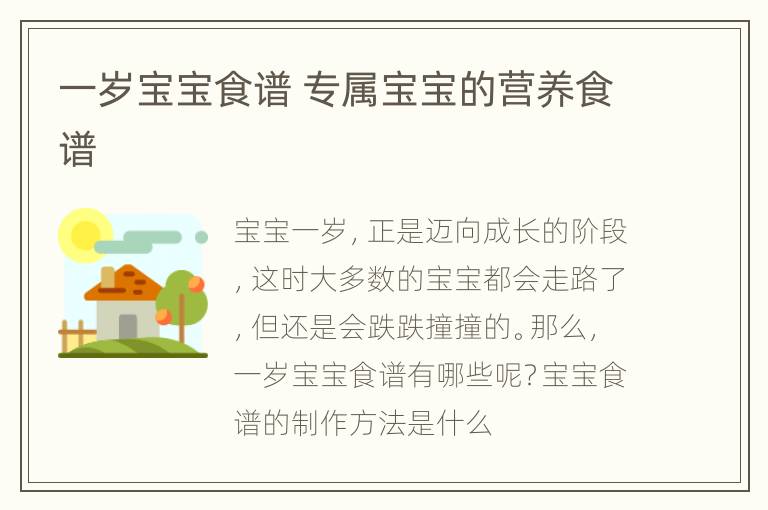 一岁宝宝食谱 专属宝宝的营养食谱