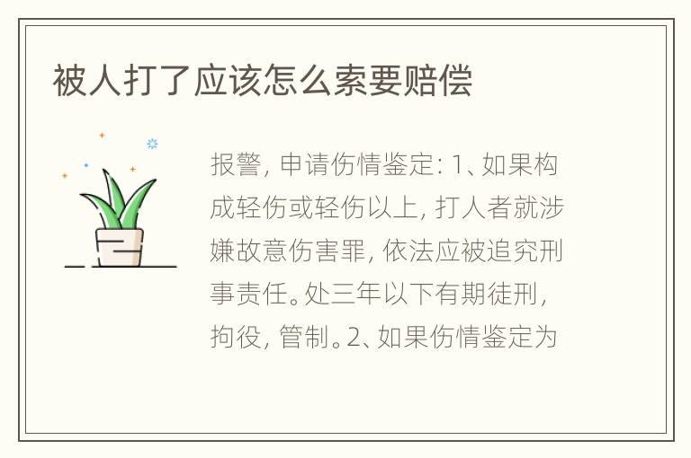 被人打了应该怎么索要赔偿
