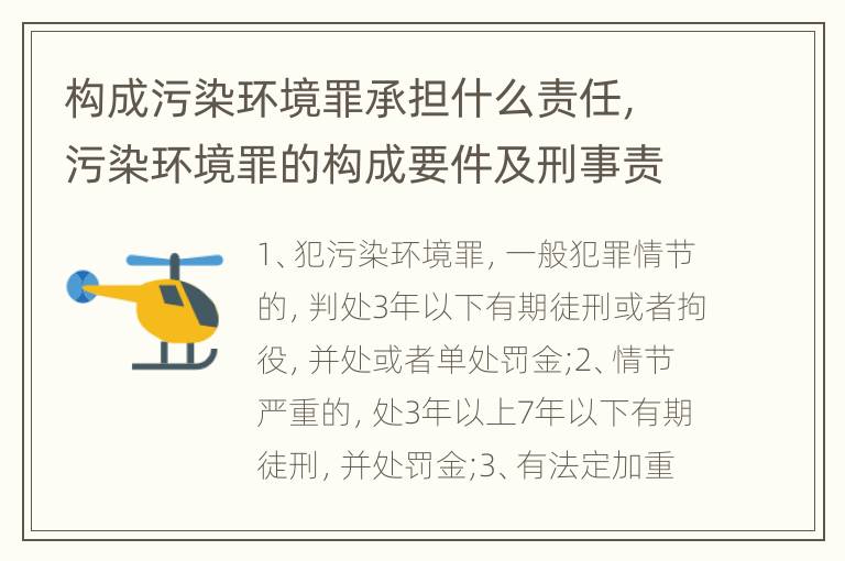 构成污染环境罪承担什么责任，污染环境罪的构成要件及刑事责任