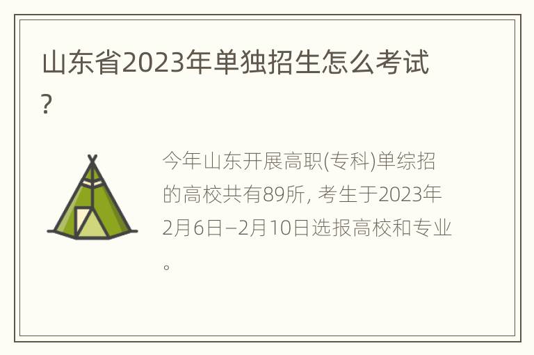 山东省2023年单独招生怎么考试？