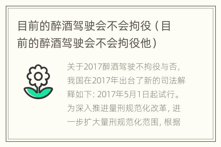 目前的醉酒驾驶会不会拘役（目前的醉酒驾驶会不会拘役他）